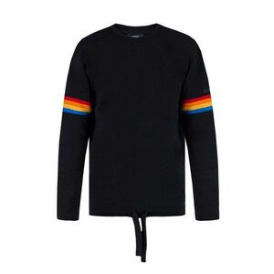 Hanorac barbati negru - bumbac - insertii colorate - decolteu rotund - imagine