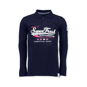 Tricou polo barbati albastru marin - 100% bumbac - cu logo - stil casual - imagine