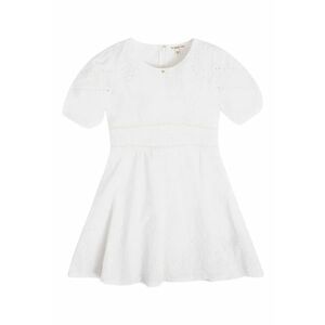 Rochie pentru copii alb - bumbac - cu detalii brodate - stil evazat - imagine