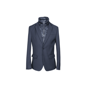 Jacheta barbateasca slim fit - albastru marin - cu guler detasabil - 2 buzunare frontale - 1 buzunar cu fermoar - imagine