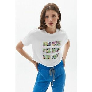 Tricou crop lejer cu imprimeu imagine