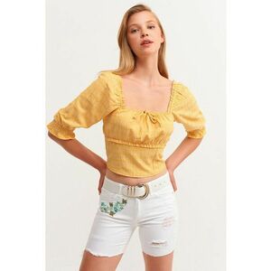 Bluza crop cu decolteu patrat si maneci bufante imagine