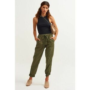 Pantaloni de lyocell si bumbac cu snur in talie imagine