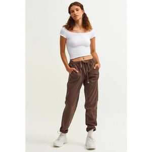Pantaloni de lyocell si bumbac cu snur in talie imagine