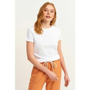 Tricou regular fit uni cu decolteu la baza gatului imagine