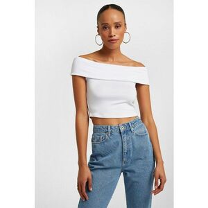 Bluza crop cu decolteu pe umeri imagine