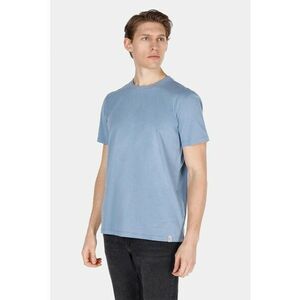 Tricou din bumbac cu model uni si decolteu la baza gatului imagine