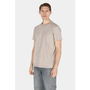 Tricou din bumbac cu model uni si decolteu la baza gatului imagine