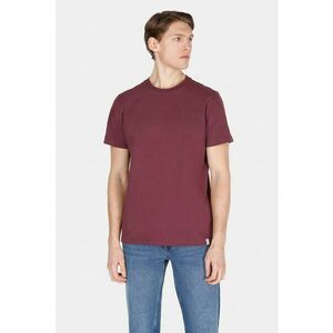 Tricou din bumbac cu model uni si decolteu la baza gatului imagine