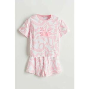 Pijama cu imprimeu grafic si pantaloni scurti imagine