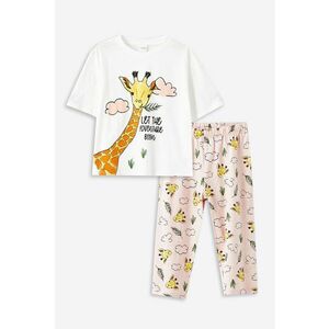 Pijama de bumbac cu maneci scurte si imprimeu grafic imagine