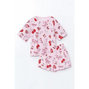 Pijama cu imprimeu grafic si pantaloni scurti imagine