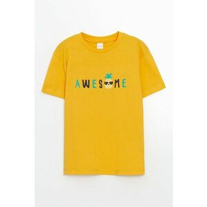 Tricou cu imprimeu text si decolteu la baza gatului imagine