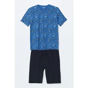 Pijama scurta cu imprimeu si snur de ajustare in talie imagine