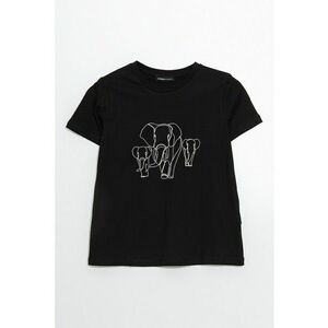 Tricou cu decolteu la baza gatului si imprimeu cu elefanti imagine