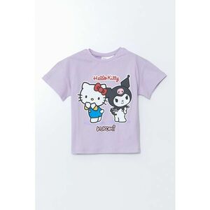 Tricou din bumbac cu imprimeu si decolteu la baza gatului imagine