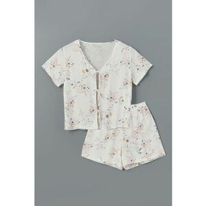 Pijama cu decolteu in V si imprimeu floral imagine