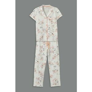 Pijama cu imprimeu floral si pantaloni lungi imagine