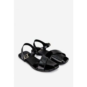 Sandale dama din piele lacuita neagra imagine