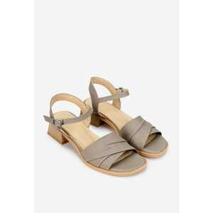 Sandale dama din piele taupe imagine