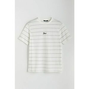 Tricou cu imprimeu text si model in dungi imagine
