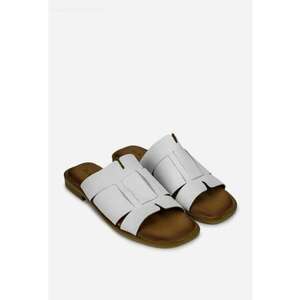 Sandale papuc dama piele alba imagine