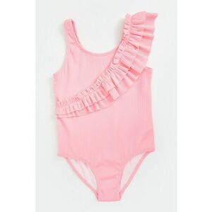 Costum de baie intreg striat cu garnitura cu volane imagine