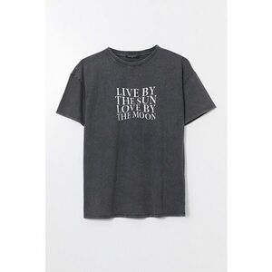 Tricou din bumbac cu imprimeu text imagine