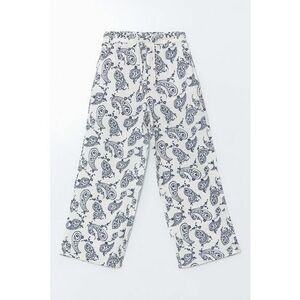 Pantaloni cu talie elastica si model paisley imagine