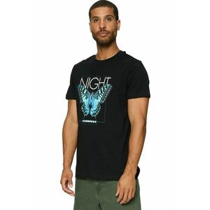 Tricou cu decolteu la baza gatului si imprimeu grafic si text imagine