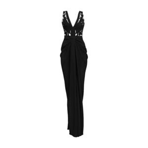 Rochie lunga de seara cu fusta drapata si broderii Alegria imagine