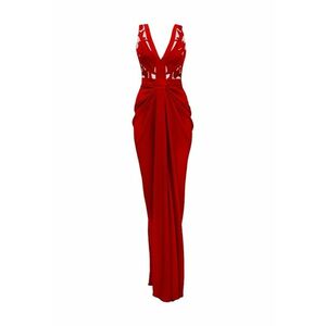 Rochie lunga de seara cu fusta drapata si broderii Alegria imagine
