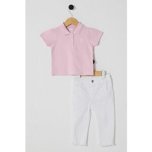 Set de tricou cu imprimeu logo si pantaloni - 2 Piese imagine