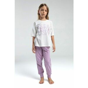 Pijama din bumbac cu imprimeu logo imagine