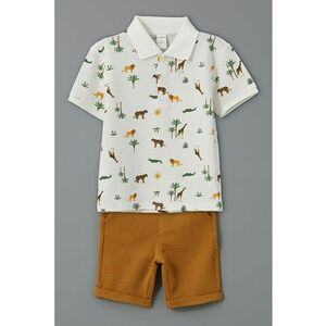 Set de tricou polo cu imprimeu si pantaloni scurti - 2 piese imagine