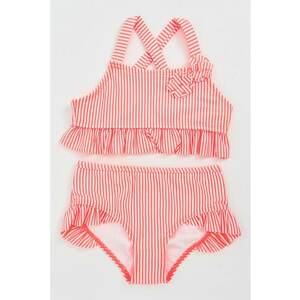Costum de baie cu doua piese - dungi si volane imagine