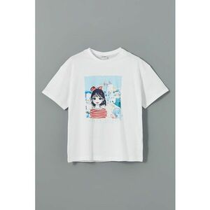 Tricou cu decolteu la baza gatului si imprimeu grafic imagine