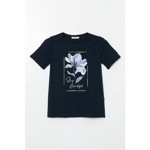 Tricou cu imprimeu si decolteu la baza gatului imagine