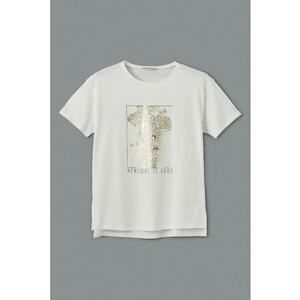 Tricou cu decolteu la baza gatului si imprimeu grafic imagine