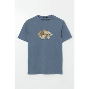 Tricou cu decolteu la baza gatului si imprimeu grafic imagine
