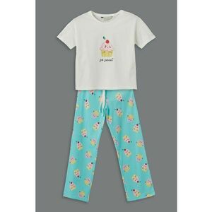 Pijama din bumbac cu imprimeu imagine