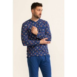 Pijama cu pantaloni lungi si model geometric imagine