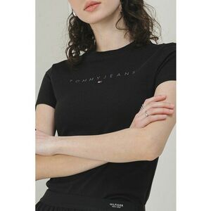 Tricou cu decolteu la baza gatului si imprimeu logo imagine