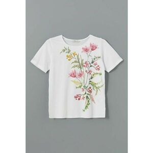 Tricou cu decolteu rotund si model floral imagine