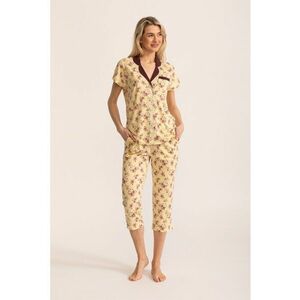 Pijama scurta din amestec de bambus cu model floral imagine