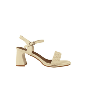 Sandale casual - dama - 49001 crem - piele ecologica - toc imagine