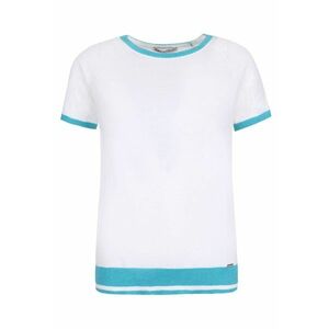 Tricou tricotat subtire cu detalii contrastante - Alb imagine