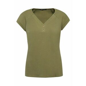 Tricou din bumbac cu decolteu in V - Kaki imagine