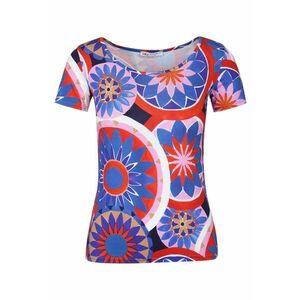 Tricou din jerseu cu imprimeu geometric tip mandala imagine