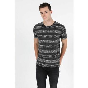 Tricou cu imprimeu si decolteu la baza gatului imagine